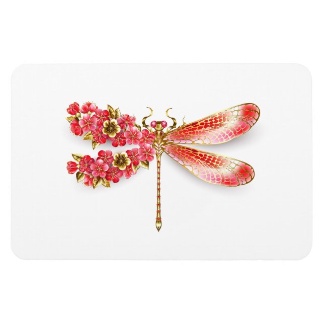 Magnet Flexible libellule de fleurs avec sakura de bijoux (Horizontal)