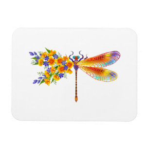Magnet Flexible libellule de fleurs jaunes