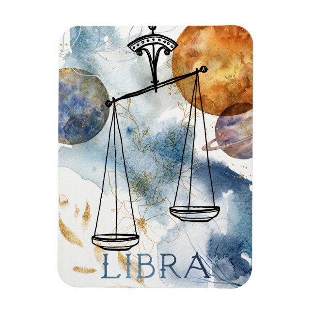 Magnet Flexible Libras scales birthday zodiac astrology blue (Vertical)