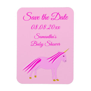 Magnet Flexible Licorne Fille Rose Bébé Douce Fête de Naissance Pe