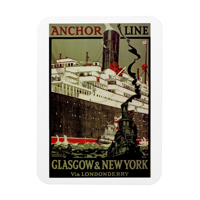 Magnet Flexible Ligne Ancre ~ Glasgow-New York (Vertical)