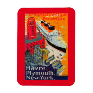 Magnet Flexible Ligne française affiche de voyage, Le Havre à