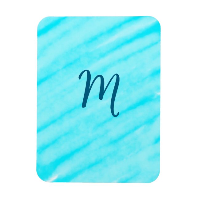 Magnet Flexible lignes simples d'aquarelle bleue ajoutez votre mon (Vertical)