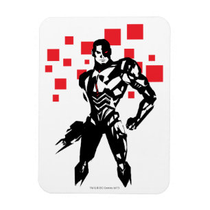Magnet Flexible Ligue de Justice   Cyborg Digital Noir Pop Art