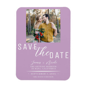 Magnet Flexible Lilac Purple Enregistrer la date Mariage photo