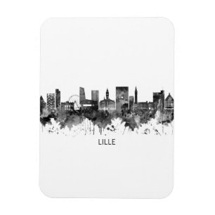 Magnet Flexible Lille France Skyline BW