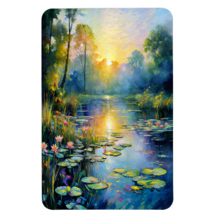Magnet Flexible Lily Pond inspiré par Monet à Sunrise Impressionni