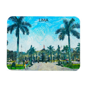 Magnet Flexible Lima Pérou Aquarelle Ville Vintage voyage