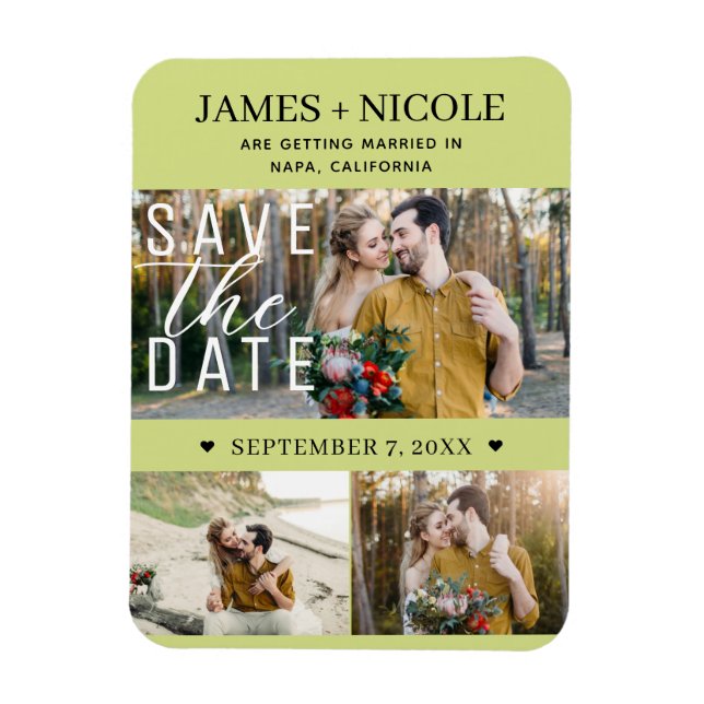 Magnet Flexible Lime de citron moderne Enregistrer la date Mariage (Vertical)