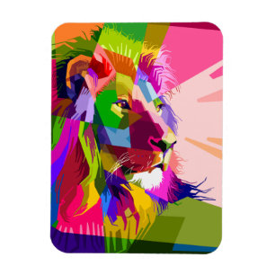Magnet Flexible Lion Colorful Prismatic Pop Art Design-62501