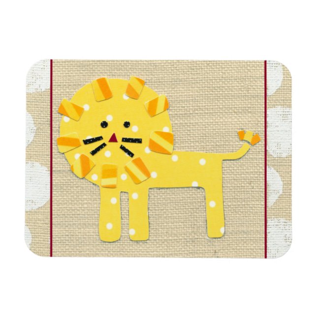 Magnet Flexible Lion jaune avec Pois blancs (Horizontal)