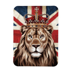 Magnet Flexible Lion portant un drapeau britannique de la Couronne