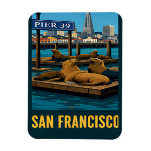 Magnet Flexible Lions de mer de la jetée 39 de San Francisco, côte