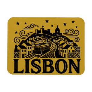 Magnet Flexible Lisbonne Lisboa Portugal Voyage Minimaliste