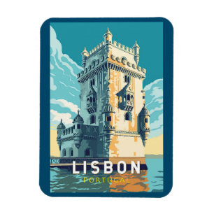 Magnet Flexible Lisbonne Portugal Belem Tour Voyage Art Vintage