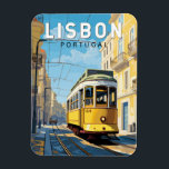 Magnet Flexible Lisbonne Portugal Jaune Tramway Voyage Art Vintage<br><div class="desc">Design de voyage vectoriel rétro de Lisbonne dans un style emblème. Ville portuaire prospère située à l'estuaire du Tage,  connue pour ses vieilles bâtisses aux couleurs pastel.</div>
