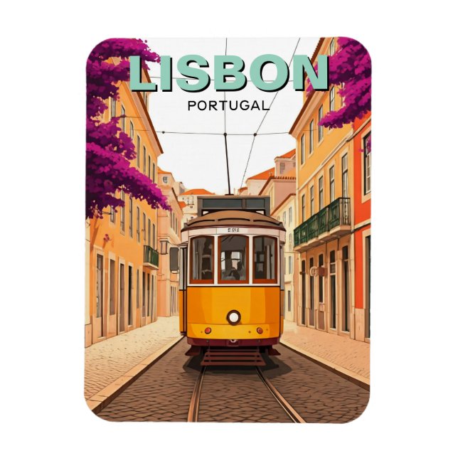 Magnet Flexible Lisbonne Portugal Voyage Tramway jaune (Vertical)
