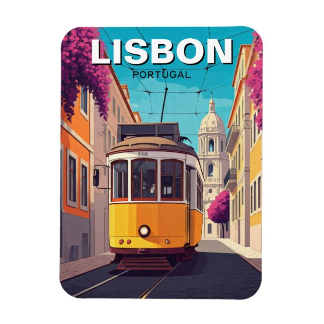 Magnet Flexible Lisbonne Portugal Voyage Tramway jaune (Vertical)