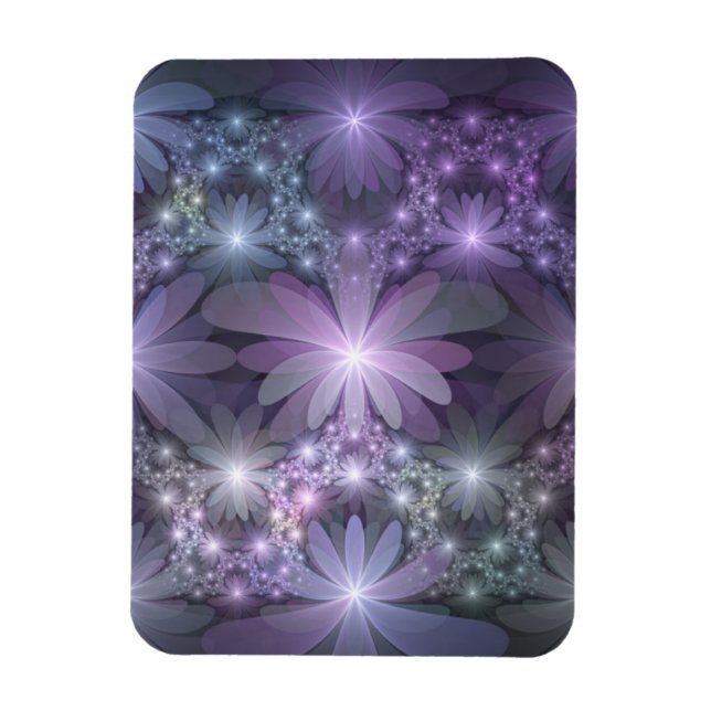 Magnet Flexible Lit de fleurs tendance brillant art fractal abstra (Vertical)