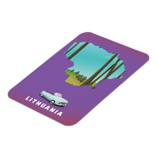 Magnet Flexible Lithuanie carte illustrée affiche voyage
