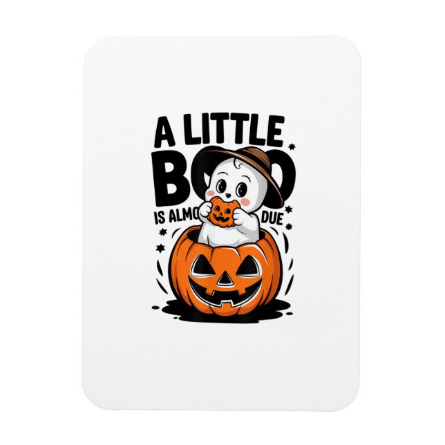 Magnet Flexible Little Boo est presque due Cute Halloween Grossess (Vertical)