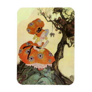 Magnet Flexible Little Miss Muffet & Spider, Vintage Mère Goose