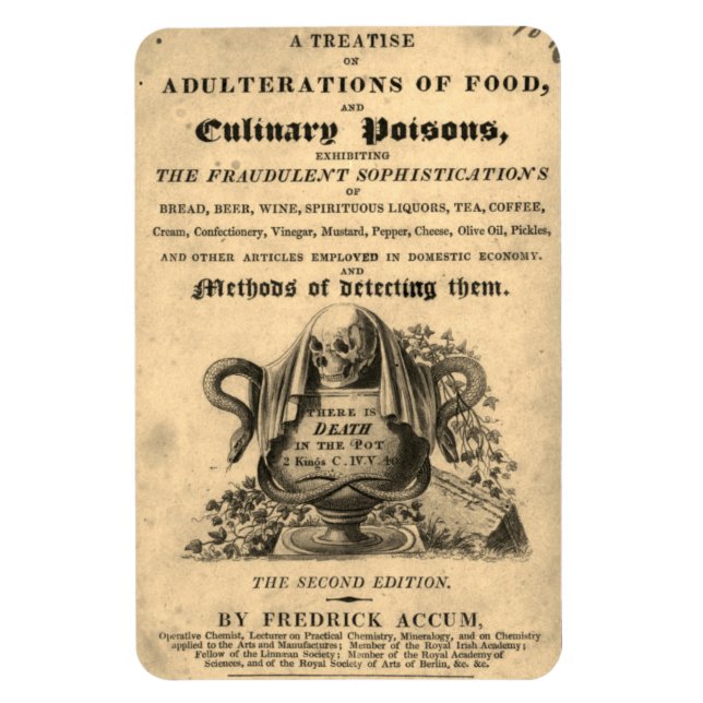 Magnet Flexible Livre de poisons culinaires de 1820 crâne antique (Vertical)