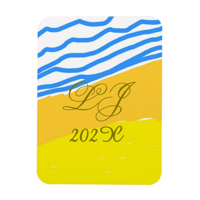Magnet Flexible LJ Monogramme Elégant Moderne Plage Mariage (Vertical)