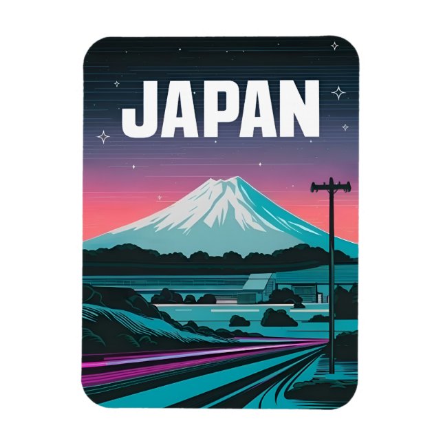 Magnet Flexible LoFi Vaporwave Retro 80s Japon Mont Fuji (Vertical)