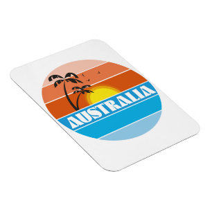 Magnet Flexible logo australien rétro coucher de soleil 80s