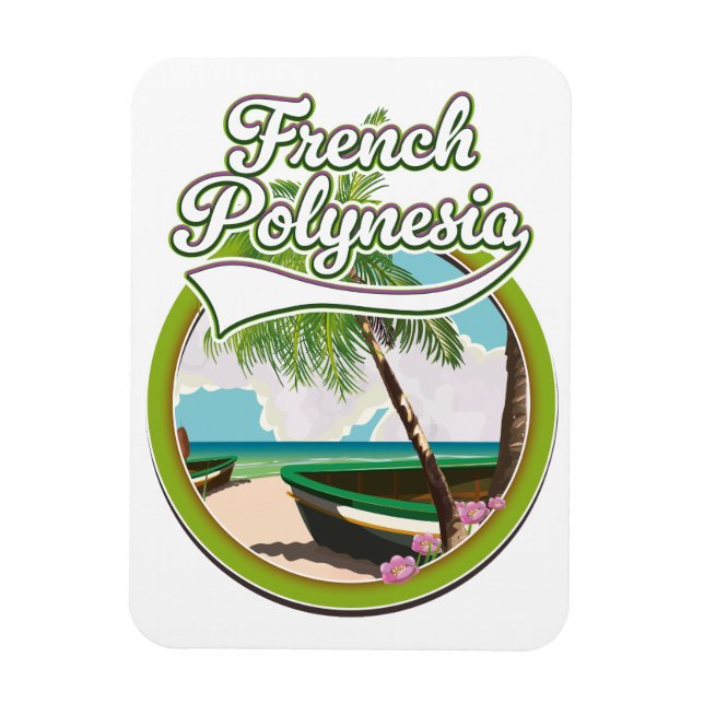 Magnet Flexible logo de voyage en Polynésie française. (Vertical)