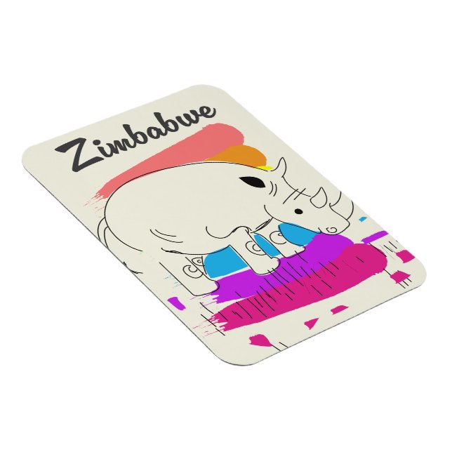 Magnet Flexible Logo de voyage rétro du Zimbabwe (Côté Droit)