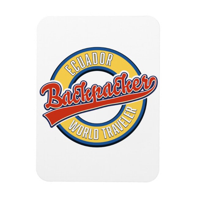 Magnet Flexible logo de voyageur du monde backpacker équateur (Vertical)