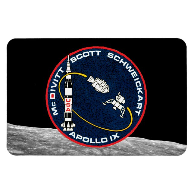 Magnet Flexible Logo du patch de mission NASA Apollo 9 (Horizontal)