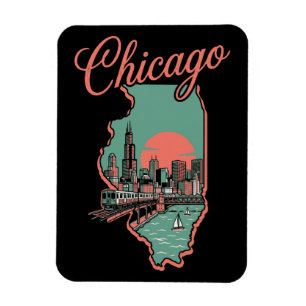 Magnet Flexible Logo minimaliste de la ville de Chicago Illinois