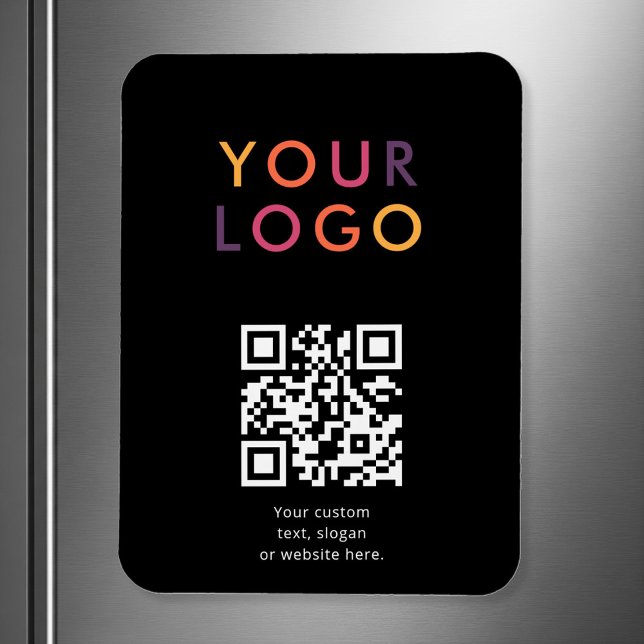 Magnet Flexible Logo QR Code Business Template Black (Créateur téléchargé)