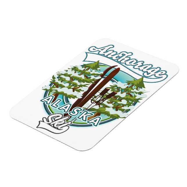 Magnet Flexible logo Ski Anchorage Alaska (Côté Gauche)