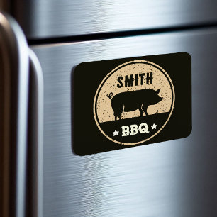 Magnet Flexible Logo vintage BBQ Black Tan Pig Perdu