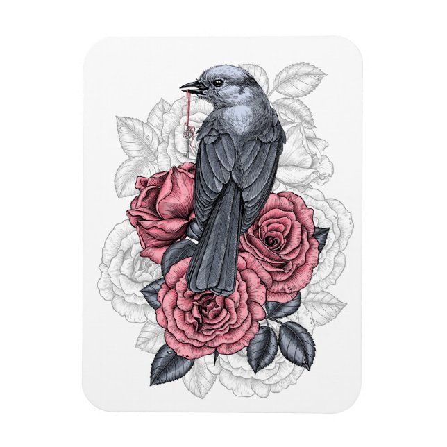 Magnet Flexible L'oiseau avec la clé argentée (Vertical)