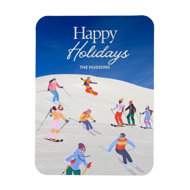 Magnet Flexible Loisirs branchés Happy Holidays Station de ski (Vertical)