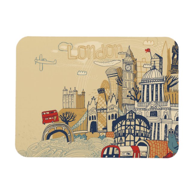 Magnet Flexible London Doodle Scene (Horizontal)
