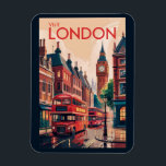 Magnet Flexible Londres Angleterre Travel Art Vintage<br><div class="desc">Conception de voyage vectorielle rétro de Londres. Depuis Buckingham Palace et la Tour de Londres jusqu'à la découverte de la Tamise et des spectacles du West End,  Londres offre un mélange dynamique de tradition et de culture moderne.</div>