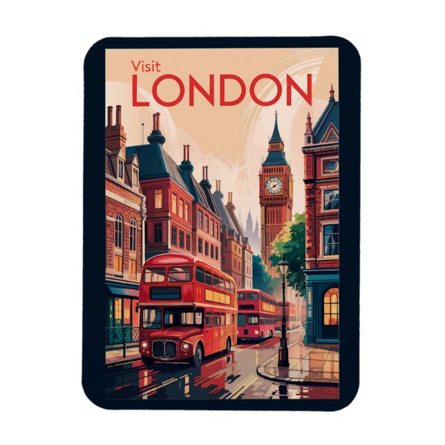 Magnet Flexible Londres Angleterre Travel Art Vintage (Vertical)