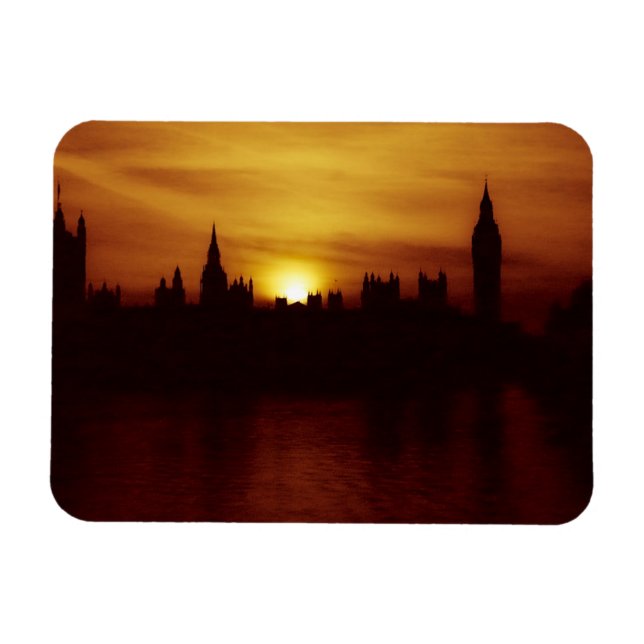 Magnet Flexible Londres-Big Ben Elizabeth Tower-Sunset-Magnet (Horizontal)