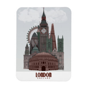 Magnet Flexible Londres en nuages rouge et vert