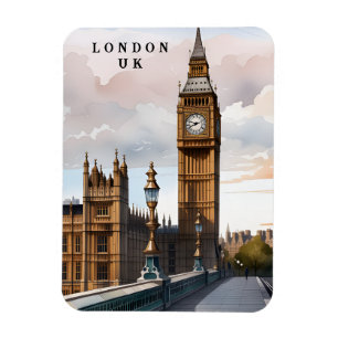 Magnet Flexible Londres Royaume-Uni art voyage aimant vintage