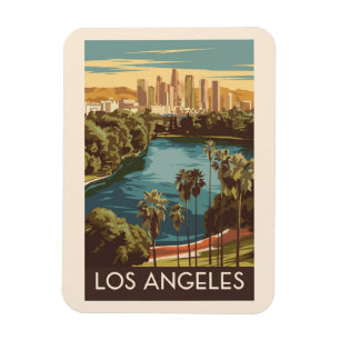 Magnet Flexible Los Angeles Echo Park Lake Travel Art Vintage