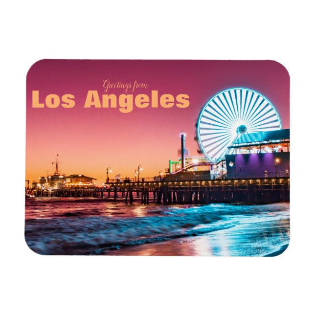 Magnet Flexible Los Angeles Pink & Blue Sunset Père Noël Monica Pi (Horizontal)