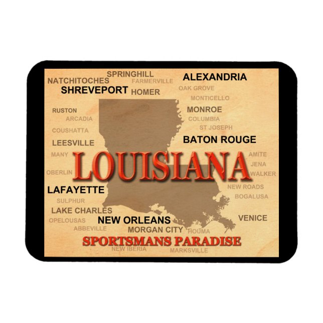 Magnet Flexible Louisiana City and Towns State Pride Map (Horizontal)