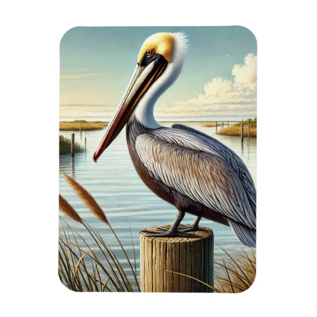 Magnet Flexible Louisiana State Bird Pélican Brown (Vertical)